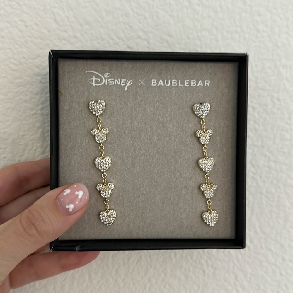 Disney x Baublebar Mickey-Shaped Gold Dangling Earrings